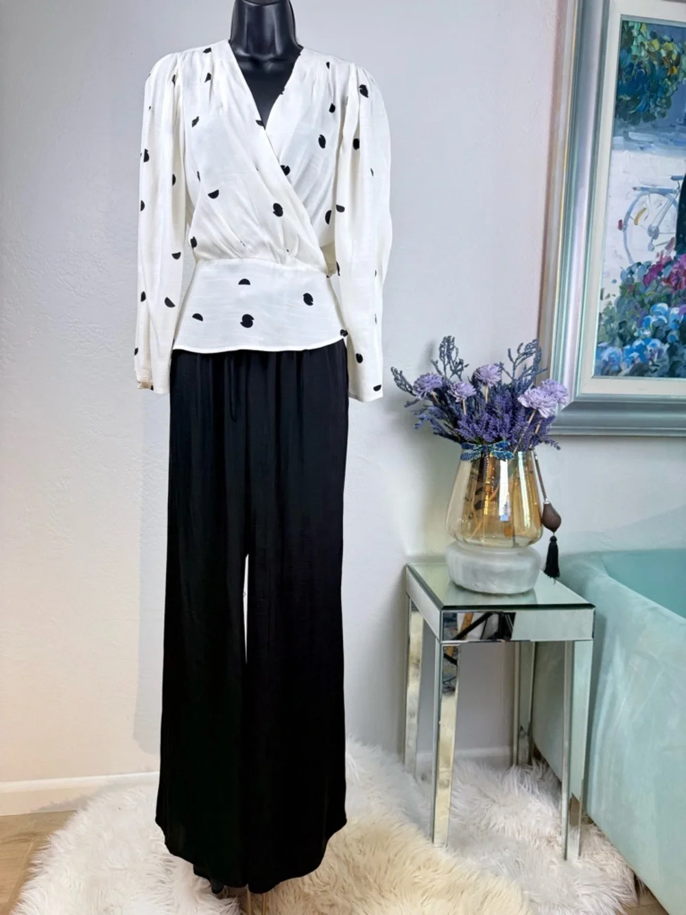ASTR the Label Abstract Surplice Blouse - Medium Whimsigoth / Office‎ Siren